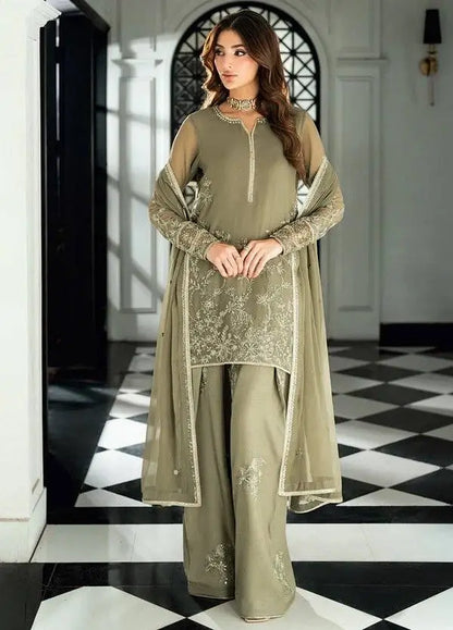 Olive Floral Thread Anarkali