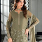 Olive Floral Thread Anarkali