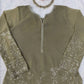 Olive Floral Thread Anarkali