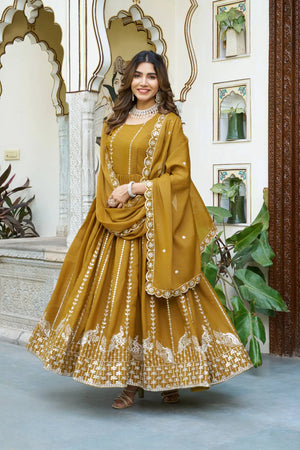 Embroidered Star Georgette Festival Gown Set
