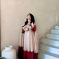 Beige Maroon Roman Silk Kaftan Palazzo Set