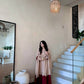 Beige Maroon Roman Silk Kaftan Palazzo Set