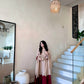 Beige Maroon Roman Silk Kaftan Palazzo Set