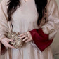 Beige Maroon Roman Silk Kaftan Palazzo Set