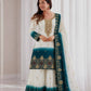 Ivory Teal Ombre Georgette Palazzo Suit
