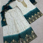 Ivory Teal Ombre Georgette Palazzo Suit