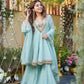 Cosmos Fabric Mirror Work Anarkali Plazo Set
