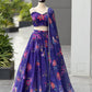 Magenta Organza Lehenga with Zari Work