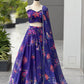 Magenta Organza Lehenga with Zari Work