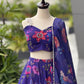 Magenta Organza Lehenga with Zari Work