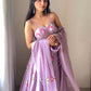 Lavender Hand Painted Georgette Lehenga