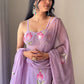 Lavender Hand Painted Georgette Lehenga