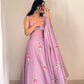 Lavender Hand Painted Georgette Lehenga