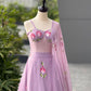 Lavender Hand Painted Georgette Lehenga