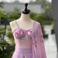 Lavender Hand Painted Georgette Lehenga