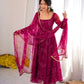 Maroon Georgette Bandhani Print Anarkali Gown