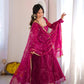 Maroon Georgette Bandhani Print Anarkali Gown