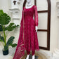 Maroon Georgette Bandhani Print Anarkali Gown