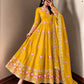Lotus Embroidered Shimmer Silk Anarkali