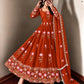 Lotus Embroidered Shimmer Silk Anarkali