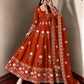 Lotus Embroidered Shimmer Silk Anarkali