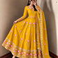 Lotus Embroidered Shimmer Silk Anarkali