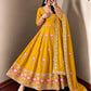 Lotus Embroidered Shimmer Silk Anarkali