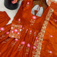 Lotus Embroidered Shimmer Silk Anarkali