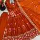 Lotus Embroidered Shimmer Silk Anarkali