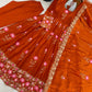 Lotus Embroidered Shimmer Silk Anarkali