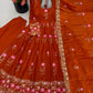 Lotus Embroidered Shimmer Silk Anarkali