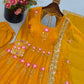Lotus Embroidered Shimmer Silk Anarkali