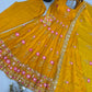 Lotus Embroidered Shimmer Silk Anarkali