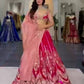 Rani Pink Chanderi Lehenga with Cutwork Dupatta