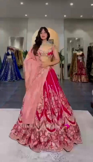 Rani Pink Chanderi Lehenga with Cutwork Dupatta
