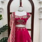 Rani Pink Chanderi Lehenga with Cutwork Dupatta