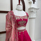 Rani Pink Chanderi Lehenga with Cutwork Dupatta