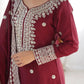 Designer Chinnon Silk Sharara Suit with Embroidery and Dupatta