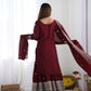Designer Chinnon Silk Sharara Suit with Embroidery and Dupatta