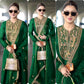 Green Shimmer Silk Anarkali with Peacock Yoke
