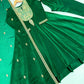 Green Shimmer Silk Anarkali with Peacock Yoke