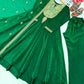 Green Shimmer Silk Anarkali with Peacock Yoke