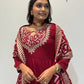 Maroon Roman Silk Anarkali with Jacquard Dupatta