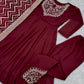 Maroon Roman Silk Anarkali with Jacquard Dupatta