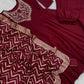 Maroon Roman Silk Anarkali with Jacquard Dupatta