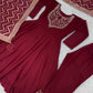 Maroon Roman Silk Anarkali with Jacquard Dupatta
