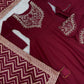 Maroon Roman Silk Anarkali with Jacquard Dupatta