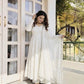 White Schiffli Cotton Anarkali with Net Dupatta