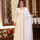 White Schiffli Cotton Anarkali with Net Dupatta