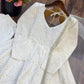 White Schiffli Cotton Anarkali with Net Dupatta